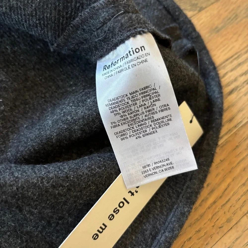 Reformation Lucy Skirt Charcoal Gray Wool‎ Blend Maxi A-Line Size 6 NEW